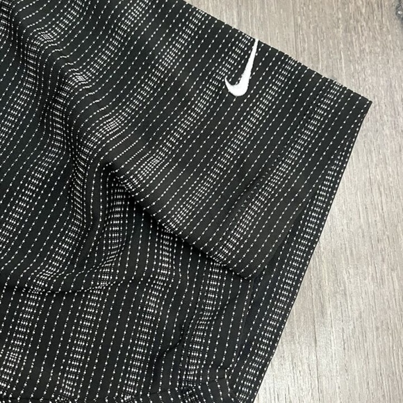 Nike Golf Dri Fit Polo Shirt Striped Textured Black Mens Large Swoosh - Picture 6 of 7